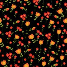 Pattern with hand drawn flowers