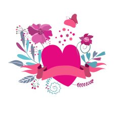 hearts flowers and ribbons
