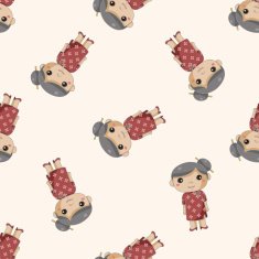 family grandmother character cartoon seamless pattern background