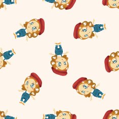 lady girl cartoon seamless pattern background N3