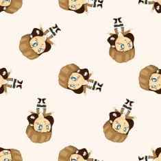 lady girl cartoon seamless pattern background N4