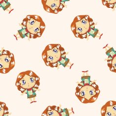 lady girl cartoon seamless pattern background N6