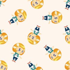 lady girl cartoon seamless pattern background N7
