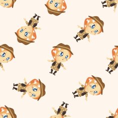 lady girl cartoon seamless pattern background N8