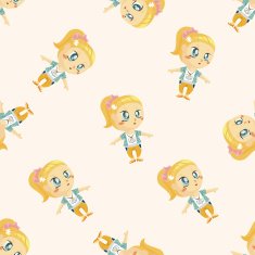 lady girl cartoon seamless pattern background N9