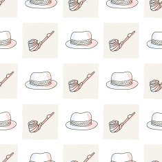 Hipster seamless pattern with hat and tobacco pipe