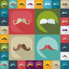 Flat modern design with shadow icon mustache N61
