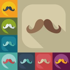 Flat modern design with shadow icon mustache N64