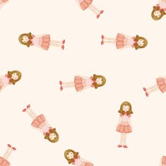 lady girl cartoon seamless pattern background N10