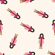 lady girl cartoon seamless pattern background N11