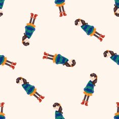 lady girl cartoon seamless pattern background N12