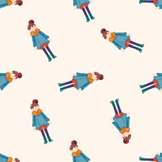 lady girl cartoon seamless pattern background N15