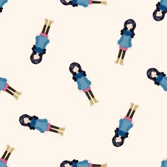lady girl cartoon seamless pattern background N16