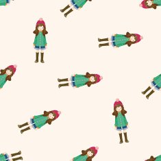 lady girl cartoon seamless pattern background N17