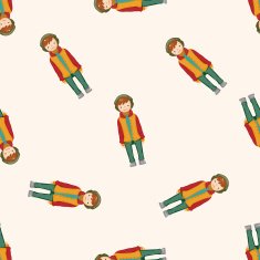 boy man cartoon seamless pattern background