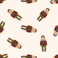 boy man cartoon seamless pattern background N5