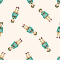 boy man cartoon seamless pattern background N7