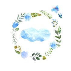 wreath of painted watercolor colorful flowers N4