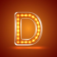 Glowing font illuminated letters Capital letter D