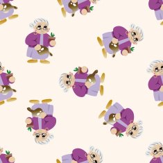 family grandmother character cartoon seamless pattern background N3
