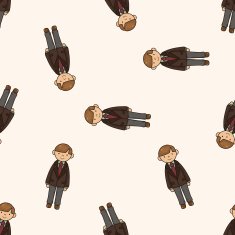 boy man cartoon seamless pattern background N10