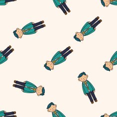 boy man cartoon seamless pattern background N14