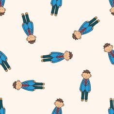 boy man cartoon seamless pattern background N15