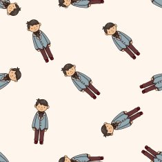 boy man cartoon seamless pattern background N16
