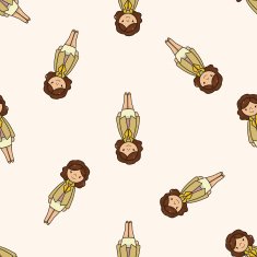 lady girl cartoon seamless pattern background N19