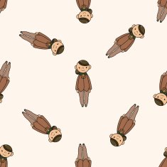 lady girl cartoon seamless pattern background N21