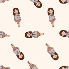lady girl cartoon seamless pattern background N22