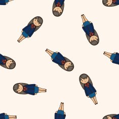 lady girl cartoon seamless pattern background N25