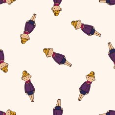 lady girl cartoon seamless pattern background N26