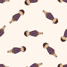 lady girl cartoon seamless pattern background N27