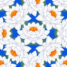 Seamless pattern of lotus flowers