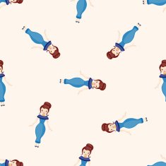 lady girl cartoon seamless pattern background N28