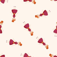 lady girl cartoon seamless pattern background N31