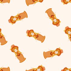 lady girl cartoon seamless pattern background N32