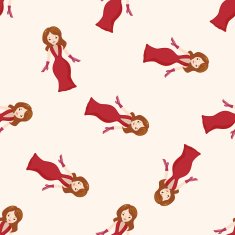 lady girl cartoon seamless pattern background N35