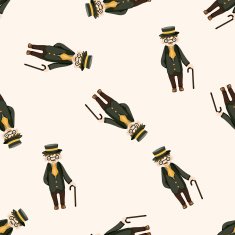 boy man cartoon seamless pattern background N20
