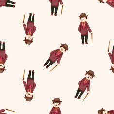 boy man cartoon seamless pattern background N22