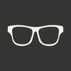 Flat in black and white mobile application glasses