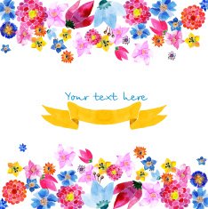 background from watercolor colorful flowers N4