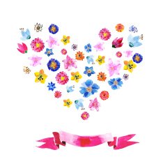 heart of watercolor colorful flowers N2