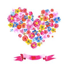 heart of watercolor colorful flowers N3
