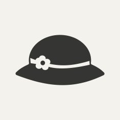 Flat in black and white mobile application hat woman