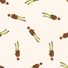 boy man cartoon seamless pattern background N29