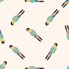 boy man cartoon seamless pattern background N34