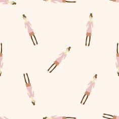 lady girl cartoon seamless pattern background N36