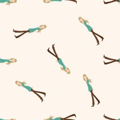 lady girl cartoon seamless pattern background N37